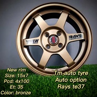Auto Option Rays TE37 Bronze New rim 15x7 et35 4x100  Johor Baru