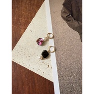 “Pearl & Shadow” 14k Gold-filled Hoop Earrings