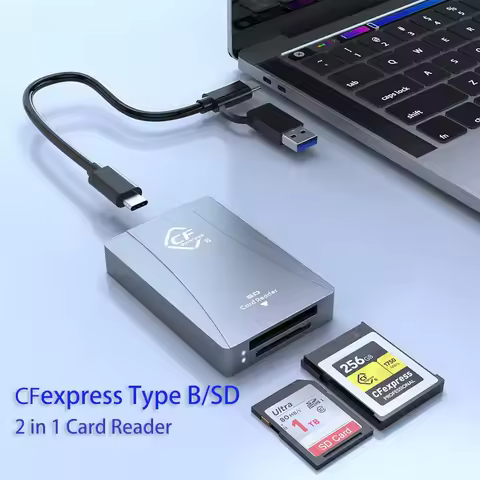2 in 1 CFexpress Type A B SD Card Reader CF Express Reader with USB C Cable Memory Card Adapter For 
