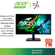 ACER EK251Q G 24.5" MONITOR ( 24.5" IPS FHD / 1MS (VRB) / 100Hz / AMD FREESYNC /VGA + HD MI)