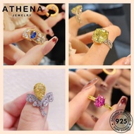 ATHENA JEWELRY Fashion Citrine Silver Ring Original Emerald Women Gold Perempuan 925 Ruby Adjustable Cincin Sapphire M113