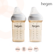 Hegen ขวดนม ขวดนมทรงเหลี่ยมPPSU ขวดนมสีชา จุกนมเสมือนนมแม่ เหมาะสำหรับแต่ละช่วงวัย Feeding Bottle