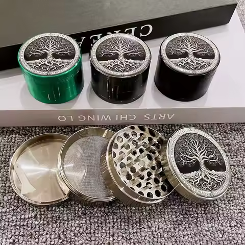 2/2.5inch Metal Tree Herb Grinder 4-Layer Mortar Mill Bohoi Tree Crusher Tobacco Raw Grass Grinder S