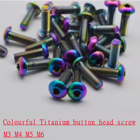 5-10pcs Colourful GR2 Allen Round Titanium Screw ISO7380 M3 M4 M5 M6 Titanium Hex Hexagon Socket But