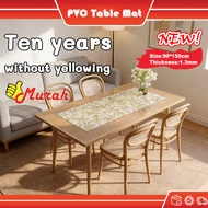 【Ten years without yellowing】100%Transparent pvc table mat Safe for baby Table Mat Meja Plastik Alas
