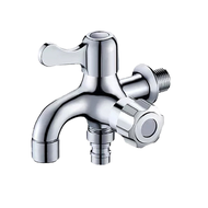 Stainless Steel Double Tap Multifunctional Water Tap Two Way Faucet Double Handle Bathroom Garden Ke