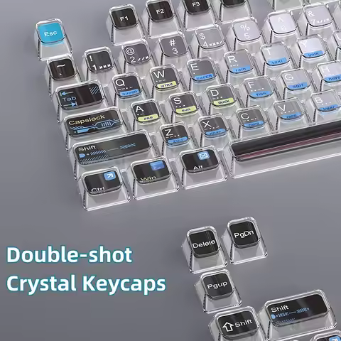 115 Key Caps Double-shot Crystal Keycaps - MDA Profile, Cyber Colorway, 115-Key Base Set, Transparen