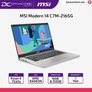 【24-Hr Delivery*】MSI Modern 14 C7M-216SG Laptop (Ryzen 5 7530U/16GB/512GB SSD/AMD RADEON/14” FHD IPS/WIN 11 HOME)