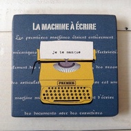 杯墊-實木-打字機-黃