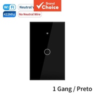 【SAIMILI】Tuya WiFi Smart Light Switch Neutral Wire/No Neutral Wire Required Wall Touch Switch 1/2/3 