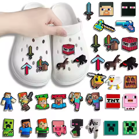 18pcs 3D Game Minecraft Cartoon Soft rubber Detachable Diy Decorations Suitable Gift Idea