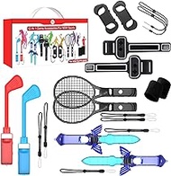 Switch Sports Accessories Bundle - EJGAEM 12 in 1 Accessories Kit Compatible with Nintendo Switch &amp; OLED : Golf Culb,JoyPad Grips,Sword,Wrist Wrap,Comfort Leg Strap and Tennis Rackets