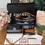 Chanel 條紋子母托特包vip包