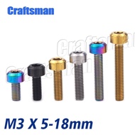 Titanium Bolt M3 X 6 8 10 12 15 18mm M3 Titanium Hexagon Stigma Screws Ti M3 Small Bolts Repair Scr