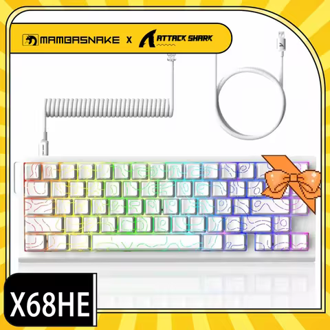 MAMBASNAKE x ATTACK SHARK X68 HE 60% Wired Gaming Keyboard Rapid Trigger,Actuation Point Adjustable