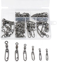 50Pcs High Strength Fishing Swivels |   Ball Bearing Snap Swivels with Stainless Steel |   Saltwater