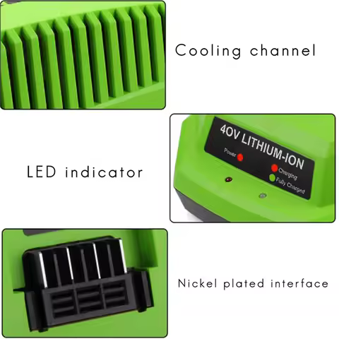 WCS-2X 40V Lithium Battery Charger For Greenworks 29482 G-MAX 40V Li- Battery 29472 29482 29652 G408
