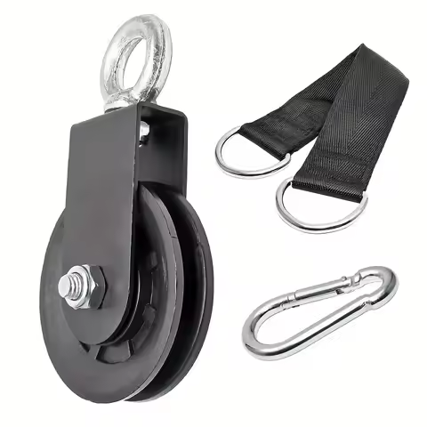 Equipment Silent Pulley 360° Rotating Gym Cable Pulley Equipment Wheel with Hanging Straps & Carabin