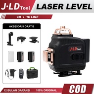 JLD Laser Level 4D 16 Lines Mesin Self Leveling Laser 360 Sinar Hijau dengan Remot Laser Fullset
