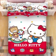 Hello kitty Fitted Bedsheet pillowcase 3D printed Bed set Single/Super single/queen/king beddings korean cotton