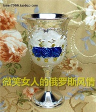 Russia R43-7 Tin Metal Goblet Liquor Cup Rose Green Bronze Capacity 30 Ml 6 Yuan More than 25.00G Yu