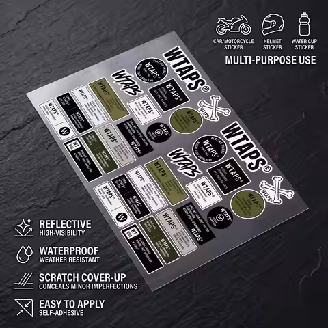 W-wTaPs-S All Purpose Reflective Waterproof Scratch Blocker Decal Car Bike Helmet Cup Refrigerator D