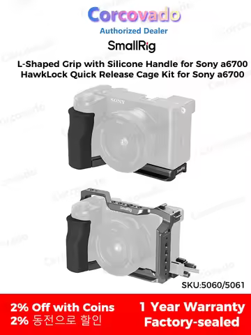 SmallRig 5060 Camera Cage for Sony a6700 HawkLock Quick Release Cage Kit 5061 L-Shaped Grip with Sil