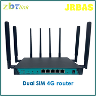 JRBAS Zbtlink เราเตอร์4G การ์ด Wifi สองซิม1200Mbps LTE Modem Openwrt 4 * LAN 2.4G 5GHz 8เสาอากาศที่ถ