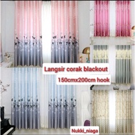 CURTAIN LANGSIR CORAK BLACKOUT HOOK CANGKUK MURAH SIAP JAHIT 150CMX200cm