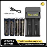 LiitoKala Rechargeable Battery 18650 3500mAh 3.7V Original Lithium Battery(flat/tip) with charger