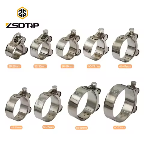 ZSDTRP 26-63mm Stainless Steel Motorcycle Exhaust Clamp Clip For Slip-on Motorcycle Muffler Clamp Ki