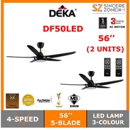 (NEW 2021) DEKA DF50LED 56 INCH / 5-BLADE / 4-SPEEDS CEILING FAN WITH 22W LED LIGHT 3-COLOUR &amp; REMOTE CONTROL WITH TIMER