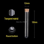 12x100mm 25pcs/lot Borosilicate transparent lab test tube with cork blowing glass Pyrex test tube