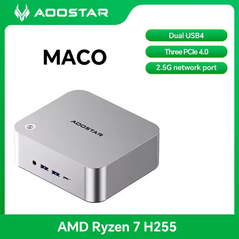 AOOSTAR MACO Mini PC AMD Ryzen 7 8845hs/h255 Dual DDR5 5600MHz SSD PCIe4.0BT 5.2 Dual 2.5G LAN OCuli