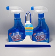 Cling Pembersih Kaca Botol Spray 440ML + Alat Karet Pembersih Kaca Pengering Lap Kaca Mobil Jendela 