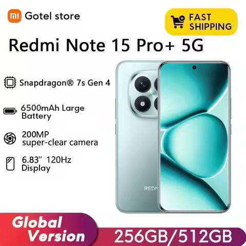 Global Version Xiaomi Redmi Note 15 Pro+ 5G Snapdragon® 7s Gen 4 6500mAh NFC 6.83" CrystalRes AMOLED