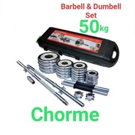 Dumbell Barbel Chrome Set 50kg | Dumbel Set 50kg