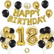 Black Gold 18th Birthday Party Decoration Set 50th 60th Happy Birthday Letter Metallic Foil Balloons