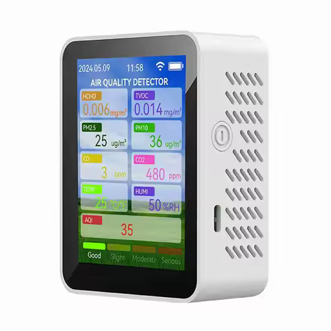 Tuya WiFi Multifunctional Air Quality Meter Household HCHO TVOC Carbon Monoxide CO2 PM2.5 PM10 Teste