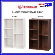 Iris Ohyama 2-3 Tier Color Box Wood Storage Shelf (White/Brown) (CX23C)