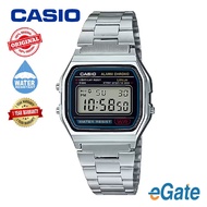 [100% Original] Casio VINTAGE A158WA-1DF Unisex Digital Stainless Steel Strap Casual Watch A158WA [1