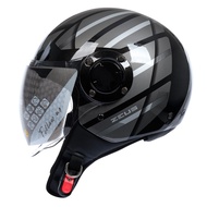 ZEUS ZS 217 P.BLACK BN2 SIL GLOSSY RETRO DOUBLE VISOR