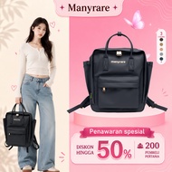 Manyrare Bag Wanita Bree Backpack PU Nylon – Stylish Laptop Backpack with Many Compartments, Double 
