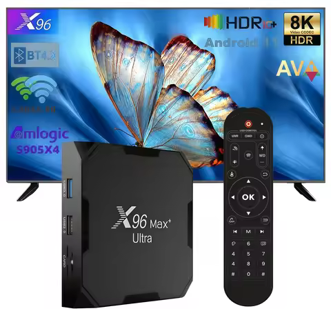 X96 Max+Ultra TV Box Android 11 S905X4 Quad Core 4GB 32/64GB 8K AV1 Decode Dual WiFi 2.4G&5G BT4.0 U
