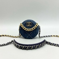 CHANEL/香奈兒 19bag系列牛仔丹寧圓餅鏈條包 29開
