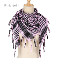 ผ้าพันคอเดินป่ากลางแจ้ง98*98ซม. ผ้าพันคอหัว Keffiyeh สไตล์อาหรับพร้อมพู่สำหรับผู้ชายผู้หญิงผ้าพันคอ