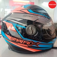 หมวกกันน็อกเต็มใบ HONDA H2C MATRIX สีฟ้าส้ม รหัสสินค้า APSTDHGFF2LZE SIZE : L ขนาด 59-60 ซม. แท้100%