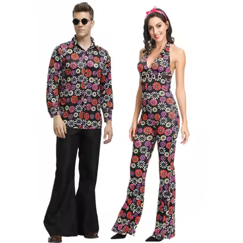 Couples Costumes 70s 80s Adult Men Women Vintage Hip Hop Disco Cosplay Hippie Costume Halloween Cosp