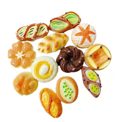 Resin Simulation Food Decorations Mini Cream Bread Cake Phone Case Resin Flatback Hair Clip & Fridge