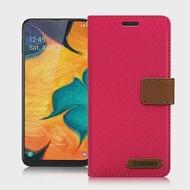 Xmart for 三星 Samsung Galaxy A40s 度假浪漫風支架皮套桃